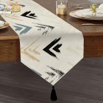 - UcgenRunner-2384-Gorsel1 - Realhomes Siyah Mavi Ok Temalı Yaprak Çizimi Püsküllü Şönil Üçgen Runner Realhomes