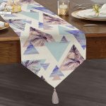 - UcgenRunner-2385-Gorsel1 - Realhomes Mavi Geometrik Şekilli Palmiye Motifli Dijital Baskılı Püsküllü Şönil Üçgen Runner Realhomes