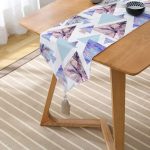 - UcgenRunner-2385-Gorsel2 - Realhomes Mavi Geometrik Şekilli Palmiye Motifli Dijital Baskılı Püsküllü Şönil Üçgen Runner Realhomes