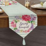 - UcgenRunner-2387-Gorsel1 - Realhomes Spring Bouquet Temalı Modern Dijital Baskılı Püsküllü Şönil Üçgen Runner Realhomes