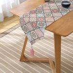 Geometrik Şekilli Hint Desenli Baskılı Dijital Baskılı Püsküllü Şönil Üçgen Runner Realhomes