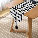 - UcgenRunner-2394-Gorsel2 - Realhomes Renkli Baklava Desenli Dijital Baskılı Püsküllü Şönil Üçgen Runner Realhomes