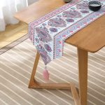 - UcgenRunner-2407-Gorsel2 - Realhomes Kırmızı Mavi Çini Motifli Modern Dijital Baskılı Püsküllü Şönil Üçgen Runner Realhomes