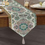 - UcgenRunner-2412-Gorsel1 - Realhomes  Mint Yeşili Çini Motifli Dekoratif Püsküllü Şönil Üçgen Runner Realhomes