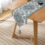 - UcgenRunner-2412-Gorsel2 - Realhomes  Mint Yeşili Çini Motifli Dekoratif Püsküllü Şönil Üçgen Runner Realhomes