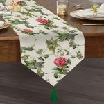 - UcgenRunner-2414-Gorsel1 - Realhomes Haki Yeşili Kavaniçe Desenli Dijital Baskılı Püsküllü Şönil Üçgen Runner Realhomes