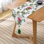 - UcgenRunner-2414-Gorsel2 - Realhomes Haki Yeşili Kavaniçe Desenli Dijital Baskılı Püsküllü Şönil Üçgen Runner Realhomes