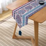 - UcgenRunner-2433-Gorsel2 - Realhomes Kırmızı Mavi Çini Desenli Modern Dijital Baskılı Püsküllü Şönil Üçgen Runner Realhomes