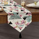 Düzensiz Geometrik Şekiller Dijital Baskılı Püsküllü Şönil Üçgen Runner Realhomes