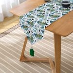 Mavi Geometrik Palmiye Desenleri Dekoratif Püsküllü Şönil Üçgen Runner Realhomes