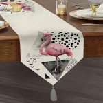 - UcgenRunner-2466-Gorsel1 - Realhomes  Martı Desenli Flamingo Temalı Dijital Baskılı Püsküllü Şönil Üçgen Runner Realhomes