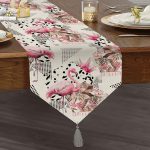 Bal Peteği Temalı Flamingo Motifli Püsküllü Şönil Üçgen Runner Realhomes