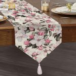 Toplu Kavaniçe Çiçek Baskılı Dijital Baskılı Püsküllü Şönil Üçgen Runner Realhomes