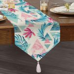 Palmiye Desenli Geometrik Şekiller Dekoratif Püsküllü Şönil Üçgen Runner Realhomes