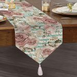 Mavi Çizgi Desenli Kavaniçe Çiçek Motifli Püsküllü Şönil Üçgen Runner Realhomes