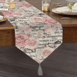 Gri Çizgi Desenli Kavaniçe Çiçek Motifli Püsküllü Şönil Üçgen Runner Realhomes