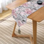 Gri Çizgi Desenli Kavaniçe Çiçek Motifli Püsküllü Şönil Üçgen Runner Realhomes