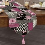 Realhomes Mozaik Desenli Geometrik Şekiller Dekoratif Özel Tasarım Püsküllü Şönil Üçgen Runner Realhomes