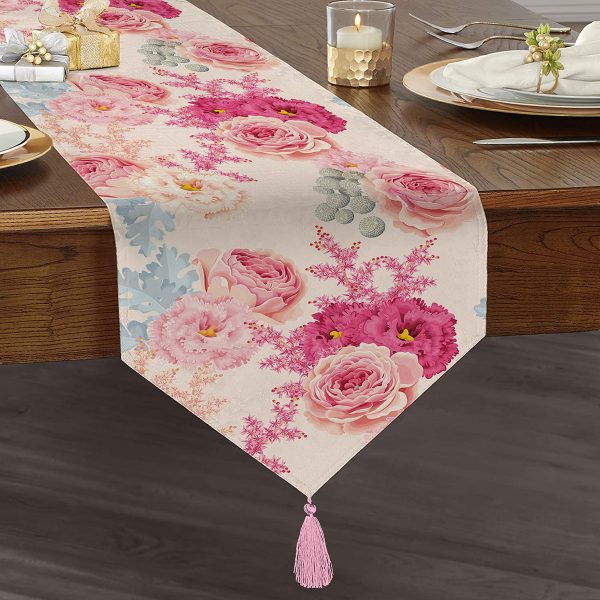 - UcgenRunner-2492-Gorsel1 - Realhomes  Yalnız Flamingo Motifli Dijital Baskılı Püsküllü Şönil Üçgen Runner Realhomes