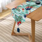 - UcgenRunner-2505-Gorsel2 - Realhomes Turkuaz Çiçek Şöleni Modern Dijital Baskılı Püsküllü Şönil Üçgen Runner Realhomes