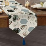 Hava Durumu Temalı Bal Peteği Motifli Dijital Baskılı Püsküllü Şönil Üçgen Runner Realhomes