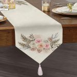 - UcgenRunner-2515-Gorsel1 - Realhomes Dal ve Çiçek Motifli Dijital Baskılı Püsküllü Şönil Üçgen Runner Realhomes