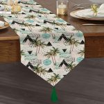 - UcgenRunner-2529-Gorsel1 - Realhomes Üçgen Şekilli Palmiye Motifli Dijital Baskılı Püsküllü Şönil Üçgen Runner Realhomes