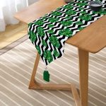 Zigzag Zebra Temalı Yaprak Çizimli Dijital Baskılı Püsküllü Şönil Üçgen Runner Realhomes