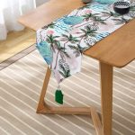 Palmiye Desenli Gezegen Baskılı Dijital Baskılı Püsküllü Şönil Üçgen Runner Realhomes