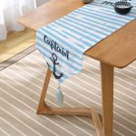 Denizci Motifli Dijital Baskılı Püsküllü Şönil Üçgen Runner Realhomes