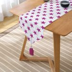 Eflatun Yıldız Desenli Modern Dijital Baskılı Püsküllü Şönil Üçgen Runner Realhomes