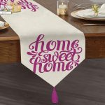 Eflatun Home Sweet Home Dijital Baskılı Püsküllü Şönil Üçgen Runner Realhomes