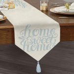 Mavi Home Sweet Home Modern Püsküllü Şönil Üçgen Runner Realhomes