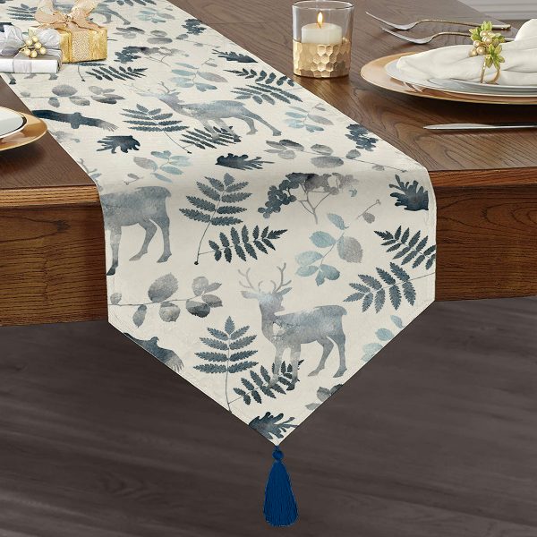 - UcgenRunner-3040-Gorsel1 - Realhomes  Realhomes Kanaviçe Motifli Yılbaşı Temalı Dijital Baskılı Özel Tasarım Püsküllü Şönil Üçgen Runner Realhomes