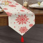 RealHomes Özel Tasarımlı Dijital Baskılı Dekoratif Püsküllü Şönil Üçgen Runner Realhomes