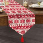 - UcgenRunner-3066-Gorsel1 - Realhomes Kırmızı Beyaz Christmas Temalı Dijital Baskılı Modern Püsküllü Şönil Üçgen Runner Realhomes