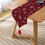 Realhomes Siyah Beyaz Ekose Desenli Altın Yaldızlı Dekoratif Püsküllü Şönil Üçgen Runner Realhomes