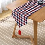 - UcgenRunner-3082-Gorsel2 - Realhomes Bordo Lacivert Ekose Desenli Dekoratif Püsküllü Şönil Üçgen Runner Realhomes