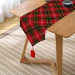 Kırmızı Zeminde Siyah Edkose Desenli Dekoratif Püsküllü Şönil Üçgen Runner Realhomes