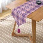 Realhomes Lila Ekose Desenli Dekoratif Özel Tasarım Püsküllü Şönil Üçgen Runner Realhomes