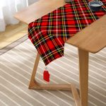 - UcgenRunner-3089-Gorsel2 - Realhomes Realhomes Kırmızı Zeminli Ekose Desenli Dekoratif Özel Tasarım Püsküllü Şönil Üçgen Runner Realhomes