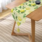 Realhomes Krem Zeminli Limon Desenli Dekoratif Özel Tasarım Püsküllü Şönil Üçgen Runner Realhomes