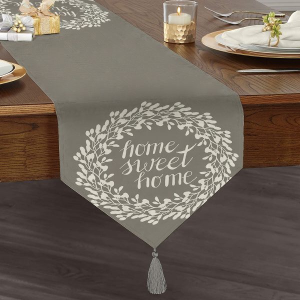 - UcgenRunner-310-Gorsel1 - Realhomes  Beyaz Zeminde Limon Desenli 3D Dekoratif Püsküllü Şönil Üçgen Runner Realhomes