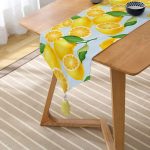 Mavi Zeminli Limon Desenli Dekoratif Püsküllü Şönil Üçgen Runner Realhomes