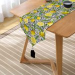 Realhomes Geometrik ve Limon Desenli 3D Dijital Baskılı Özel Tasarım Püsküllü Şönil Üçgen Runner Realhomes