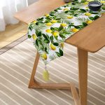 - UcgenRunner-3105-Gorsel2 - Realhomes  Limon Yaprakları Desenli Dijital Baskılı Püsküllü Şönil Üçgen Runner Realhomes