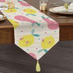 RealHomes Özel Tasarımlı Dijital Baskılı Dekoratif Püsküllü Şönil Üçgen Runner Realhomes