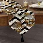 Realhomes Kurukafa Desenli Geometrik Özel Tasarım Püsküllü Şönil Üçgen Runner Realhomes