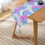 Realhomes Pudra Zeminli Geometrik Palmiye Yaprakları Modern Özel Tasarım Püsküllü Şönil Üçgen Runner Realhomes