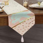 Realhomes Geometrik Şekiili Mermer Desenleri Modern Özel Tasarım Püsküllü Şönil Üçgen Runner Realhomes